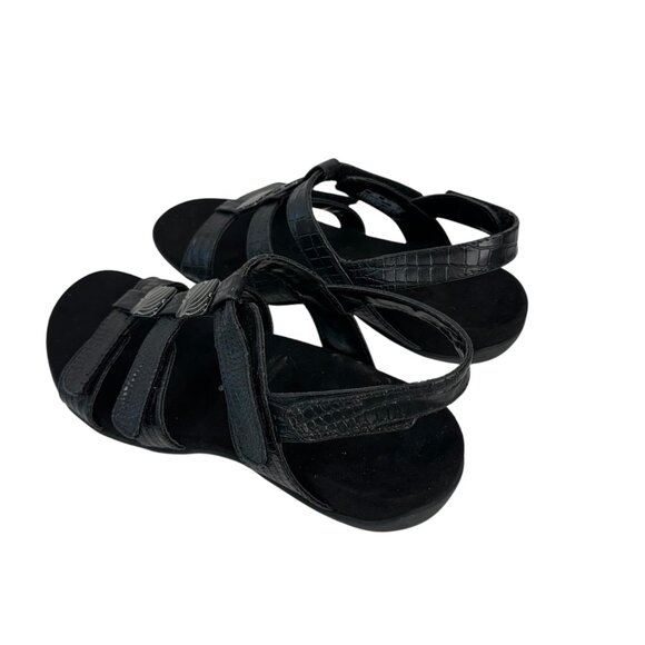 Vionic AMBER Womens Strappy Black Sandals SZ 8 Adjustable Strap Textured Pattern - Picture 8 of 13